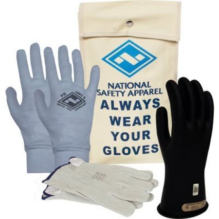 NATIONAL SAFETY APPAREL ArcGuard® Class 0 ArcGuard Rubber Voltage Glove Premium Kit, Black, Size 9, KITGC0B09AG KITGC0B09AG